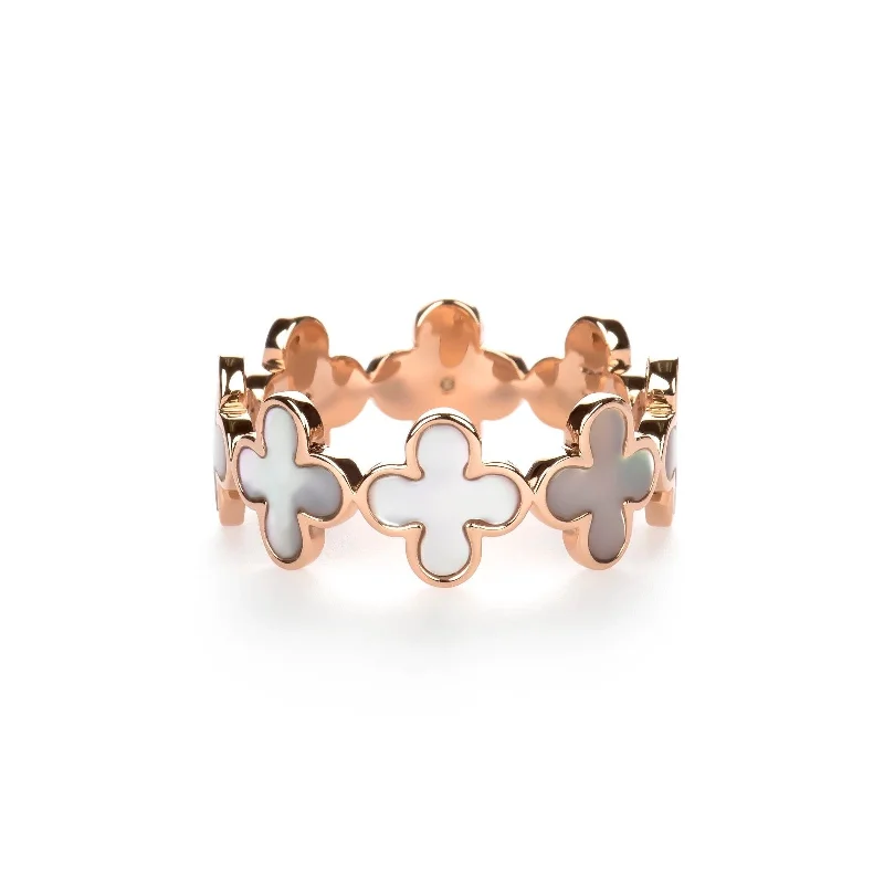 Mother of Pearl Clover Eternity Ring