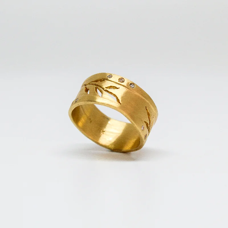 NEW! Forest Leaf Cutout Ring in 18k Gold by Yasuko Azuma