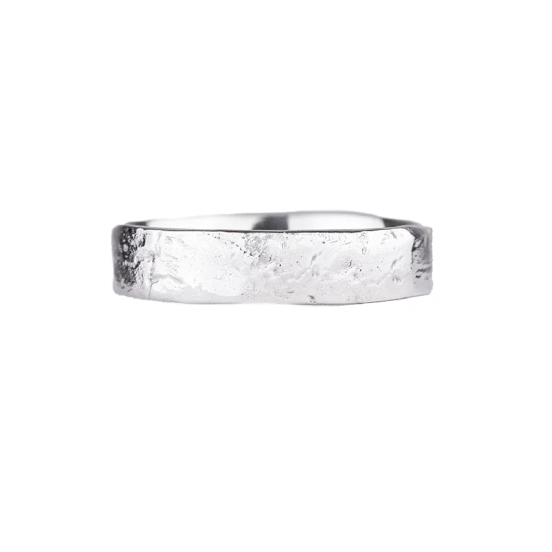 Wide River Rock Ring in 18kt White Gold by Sarah Graham