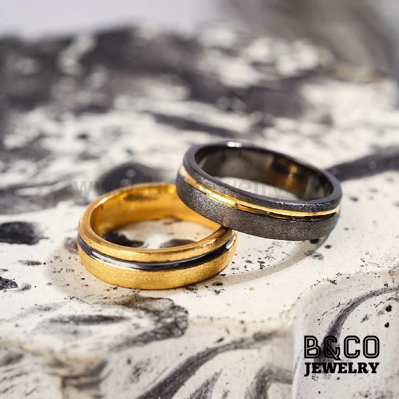 Olympus Code Black Wedding Rings