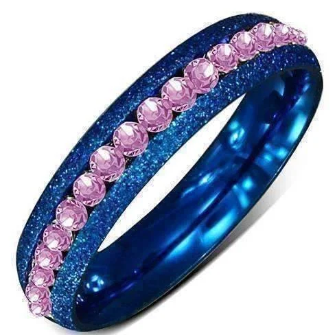 Pink and Blue Channel Set Eternity Ring