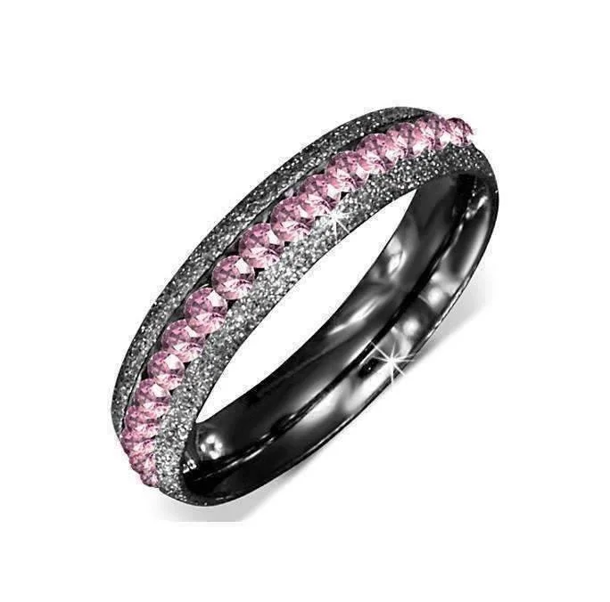 Pink Sparks Sandblasted Eternity Ring