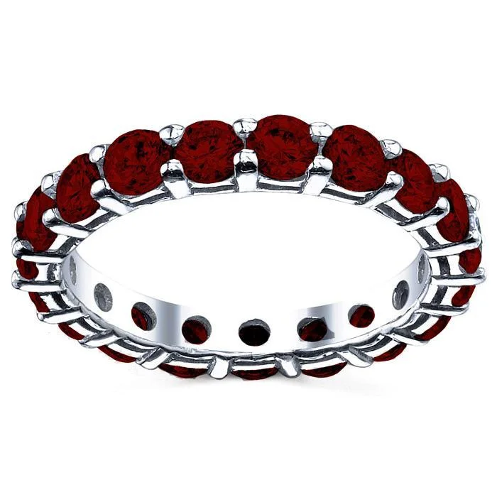 Round Cut Garnet Birth Stone Eternity Band