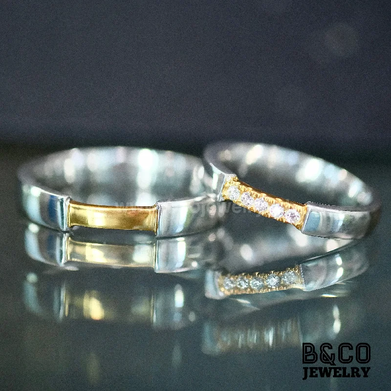 Segovia Two Tone Wedding Rings