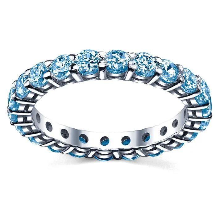 Wedding Band of Blue Topaz